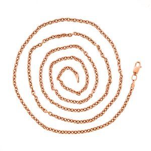 30" Cable Rolo Link Chain 14k Rose Gold Necklace